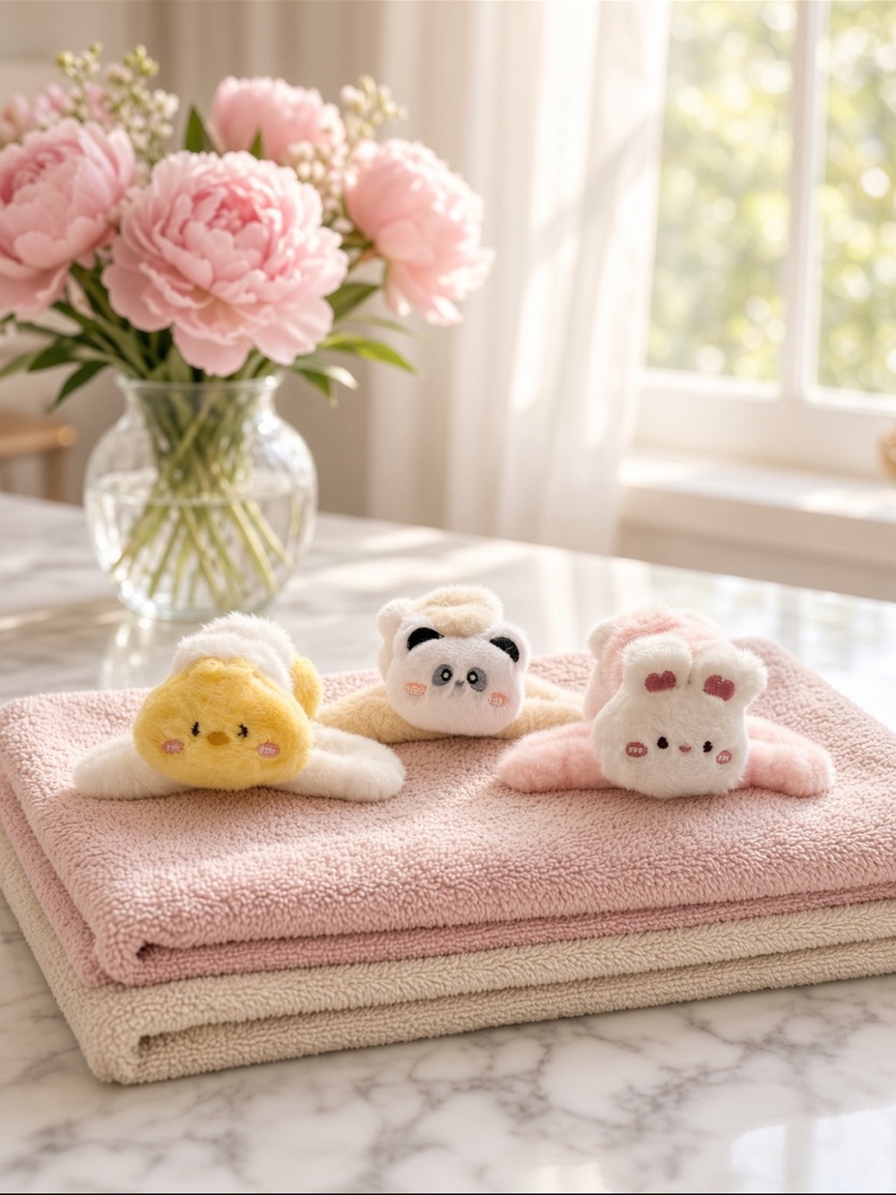 Fluffy Plush Animal Hair Clips for Long and Thick Hair New Boutique Set of 3